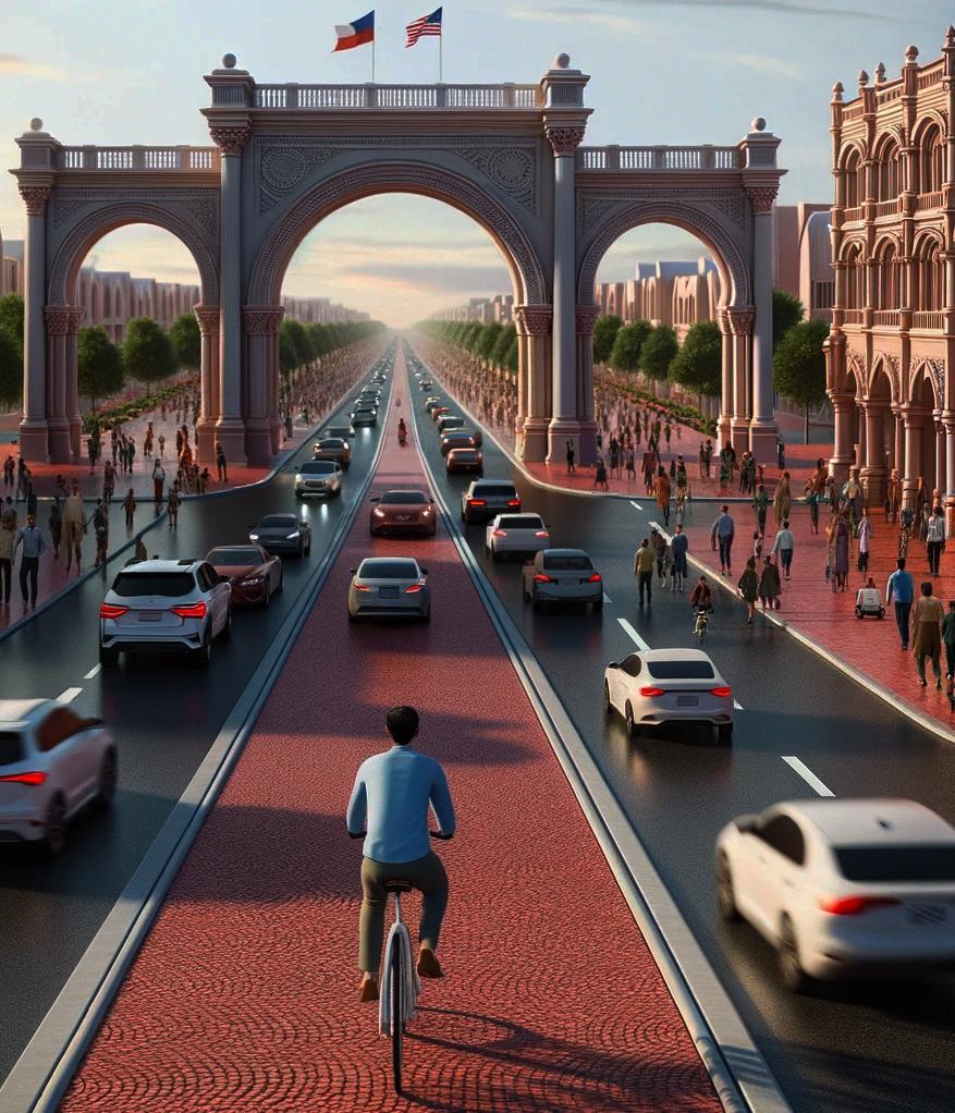 A bicyclist tracking down the road in India